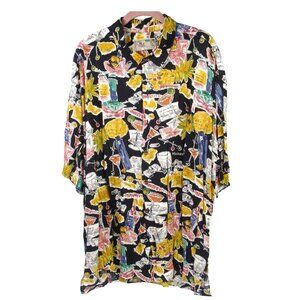 Vtg TORI RICHARD Hawaiian Shirt Men's 3X Cocktails Liquor Pattern XXXL Aloha Y2K